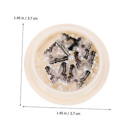 FOMIYES Nail Art DIY Accessory Black Camellia Rhinestones Pearl Nail Ornaments for Manicure