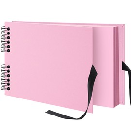 Remowith 29 x 21.5 cm 80 Pages DIY Scrapbook Photo Album Hardcover Kraft Blank Page Memory Book for Wedding Anniversary Family Baby Pink