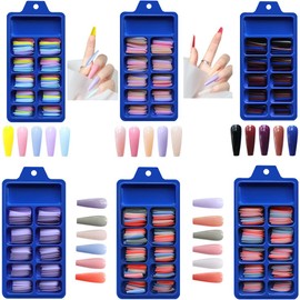 600pcs Nail Tips Artificial Nails Ballerina Long Colourful Nail Tips Nails Artificial False Nails for Sticking Fingernails Artificial Nails DIY Fake Nail Tips Tips for Women