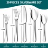 20 Piece Silverware Set, ENLOY Stainless Steel Flatware Cutlery Set,