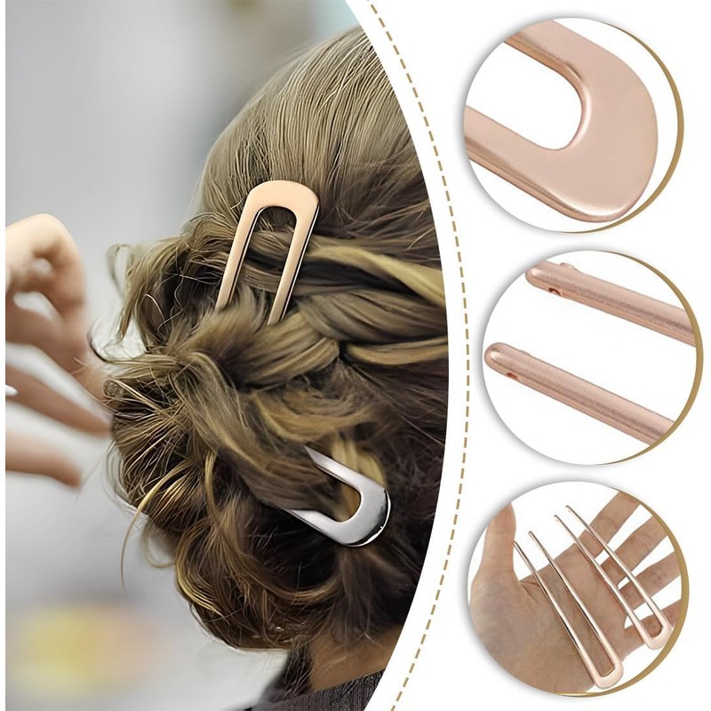Yeanifeana 2 Piezas Horquillas para el Cabello Forma U Pinza