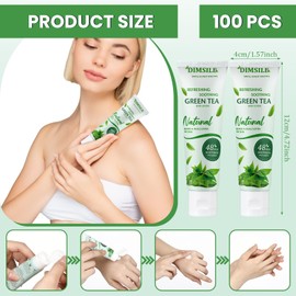 Dimsile 100 Pack Travel Size Body Lotion 1 Oz Dry Skin Moisturizer with Flip Cap for Extra Dry Skin, for Inns and Hotels, Offices, Airlines, Gyms and More (Green Tea)