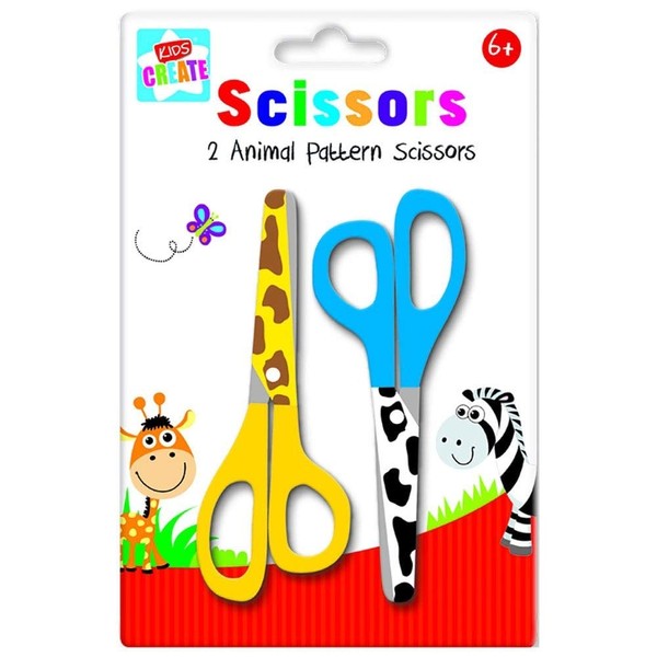 Anker Kids Create Arts and Crafts Animal Printed Scissors, Plastic, Assorted Colour, 2-Piece