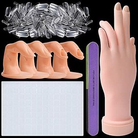 Kalolary Manicure Hand Exercises are suitable for acrylic nails, manicure hands and fingers, flexible manicure hands, 500pcs false nail tips, nail mud, nail file, used in nail art training tools