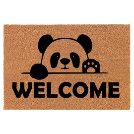 Welcome Doormat Coco Coir Door Mat Gift Welcome Peeking Panda (30" x 18")