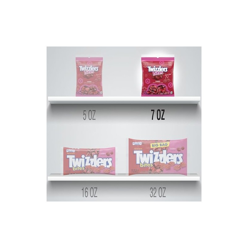 TWIZZLERS Bites Cherry Flavored Licorice Style, Chewy Candy Bags, 7
