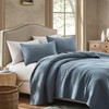 WDCOZY 100% Cotton Queen Size Quilt Set - Blue Striped