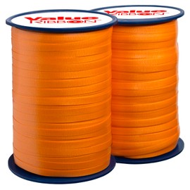 Value Ribbon Crimped 3/16" X 500 YD Birthday Decorations Curling Ribbon for Gift Wrapping, Orange Ribbons for Crafts, Art Supplies and Birthday Gifts for Women and Men Gift Cards, 2 Pack