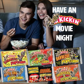 KICKIN' Premium Microwave Popcorn – Variety Gift Pack (6) - Ultimate Spicy and Sweat Gourmet Gift - Try if you dare!