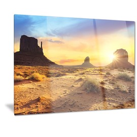 Designart Monument Valley Landscape-Photo Metal Wall Art-MT7031-28x12, 12'' H x 28'' W x 1'' D 1P
