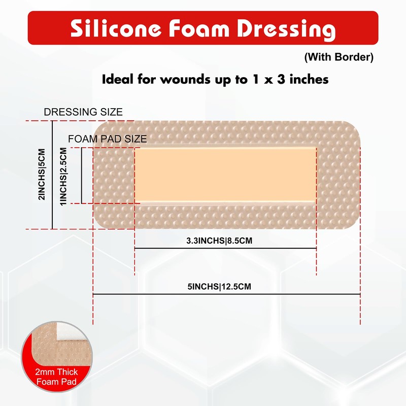 FRESINIDER 2" x 5" Pack of 10 Silicone Foam Wound