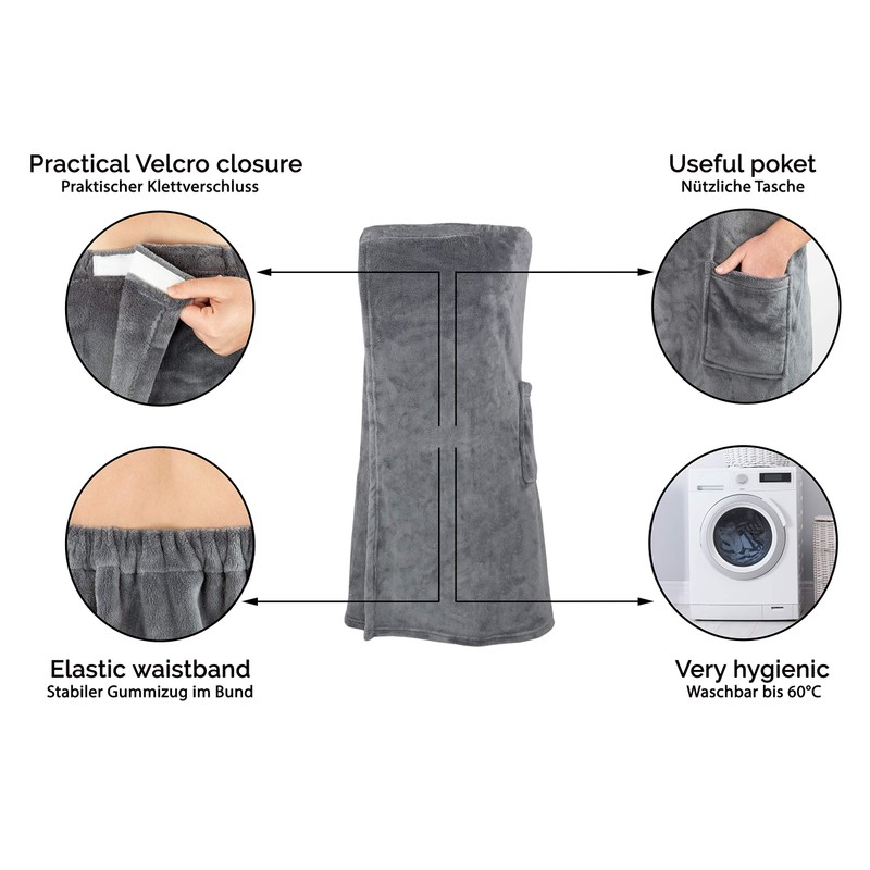 Zollner 295 Women's Sauna Kilt, Microfibre, Grey, S / M