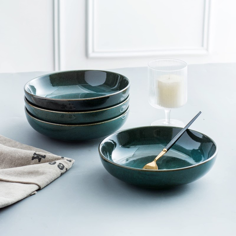 UNICASA Ceramic Pasta and Salad Bowls Set of 4, 26