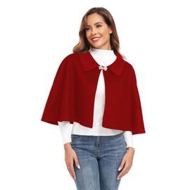 TONGFANTFL Women Capelet Shawl Short Cloak Cape Warm Poncho Fall Winter Soft Shawl Cover Up Burgundy