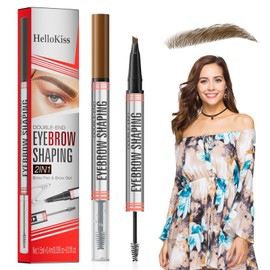 2in1 Augenbrauenstift Mit Gel Brow Lifting Set Augenbrauenstift Microblading Augenbrauen fär ben Augenbrauen Stift Sealing Brow Gel Wasserfester Eyebrow Pencil Augenbrauen Kamm(Hellbraun)