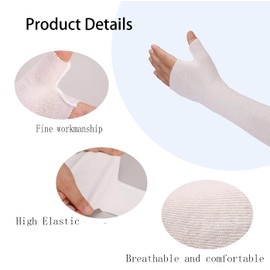 GZFQJJ Hand Socks for Splint Wrist and Thumb Spica Wrap Liner,Arm Cast Cover Cotton Stockinette Sleeve for Under Brace for Women Men(Pack of 10) (Large)