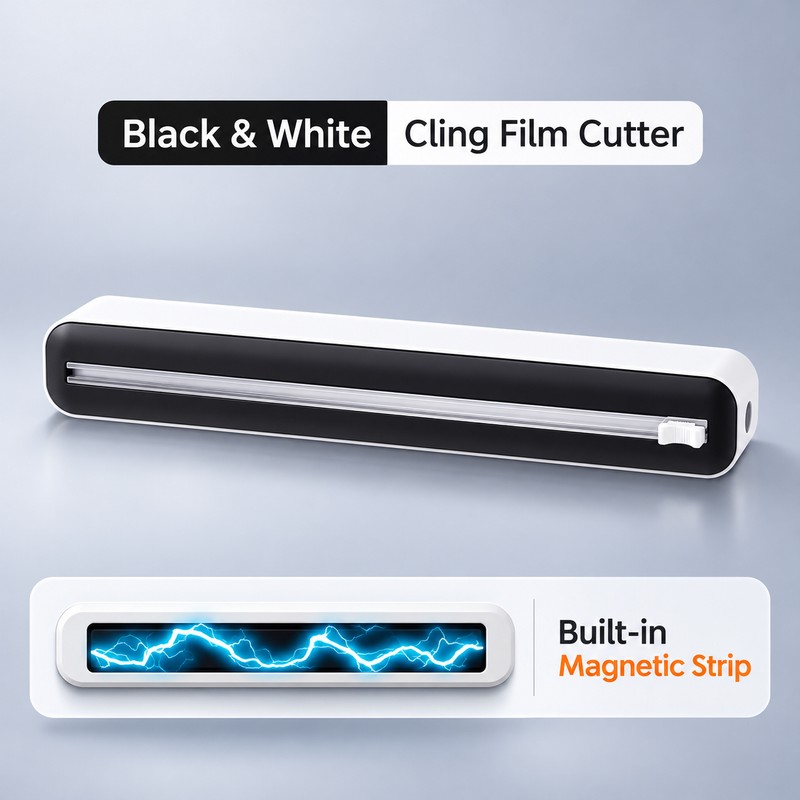 Magnetic Plastic Wrap Dispenser with Cutter for Kitchen Use –