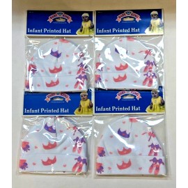 Baby King Lot of 4 Pcs Newborn Baby King 100% Cotton Knit Infant Printed Bay Boy Girl Hat