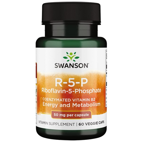Swanson R-5-P (Riboflavin-5-Phosphate) - Vitamin B2 Supplement Promoting Energy, Metabolism & Vision Health - Natural Wellness Formula - (60 Capsules) 4 Pack