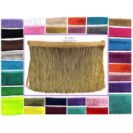 SEW TRENDS 5 Yards of 4" Long Chainette Fringe Thread Yarn Tassel Trim Braid Fringe for Crafts Sewing and Decor-Antique Gold