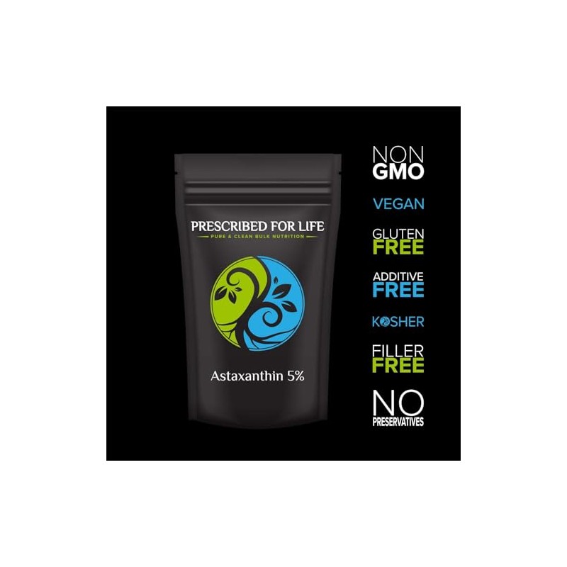 Prescribed For Life Astaxanthin, Natural 5% Astaxanthin Powder Supplement Made