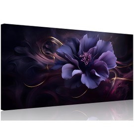 TutuBeer 1 Panel Purple Wall Canvas Purple Canvas Pictures Abstract Purple Flower Print on Canvas Purple Abstract Canvas Wall Art for Bedroom Home Decor Living Room Stretched and Framed 8x16 inch