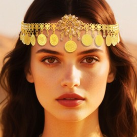 Kilshye Coin Head Chain Gold Headpiece Hair Chains Festival Hair Accessories for Women