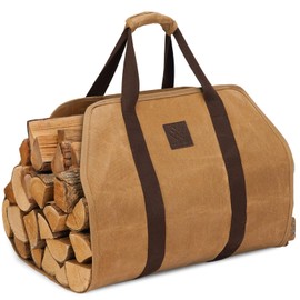 WILLOW WEAVE Firewood Carrier Bag, Wood Holders Tote, Fireplace Log Holder, Firewood Tote, Log Carrier Wood Carrier for Firewood, Khaki Color