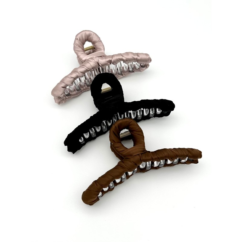 Satin Hair Claw Clamp 12.5cm Extra Strong Hold in Black,