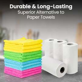 ASAB Pack of 12 Microfibre Cleaning Cloth for Home All Purpose Lint Free and Highly Absorbent Microfibre Dish Cloth Reusable and Washable Cleaning Cloths for Cleaning Windows Car Kitchen 32 x 32cm