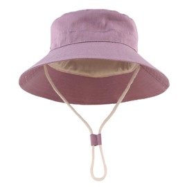 Bamery Baby Toddler Girls Bucket Hat Newborn Sun Hats for Boys Classic Infant Summer UV Protection Hats Kids Beach Cap (50cm, Rose Purple)