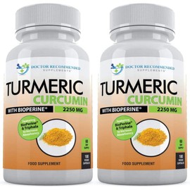 DOCTOR RECOMMENDED SUP UPPLEMENTS Turmeric Curcumin with Bioperine - 360 Veggie Capsules 2250mg 95% Curcuminoids with Black Pepper Supplement and Triphala, 1 Count / DOCTOR RECOMMENDED SUP 업PLEMENTS 바이오페린 함유 강황 커큐민 - 식물성 캡슐 360정 2250mg 95% 커큐미노이드 흑후추 보충제 및 트리팔라 포함, 1개