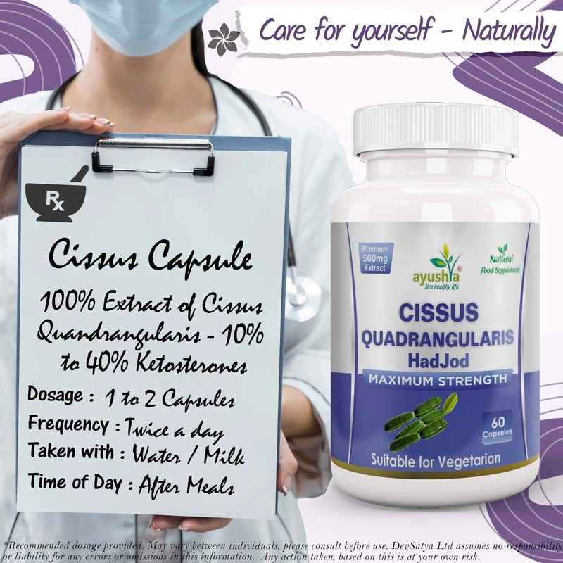 Ayushya Cissus Quadrangularis (Hadjod) Capsule, 60 Capsules, Natural