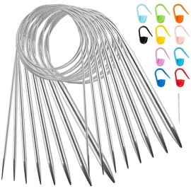 8pcs Circular Knitting Cable Needles Stainless Steel Premium Knitting Needle Kit In 8 Sizes Knitting Needles Set Circulaire Needles for Weaving Project(2mm,3mm,4mm,4.5mm,5mm,6mm,7mm,8mm)