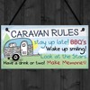 RED OCEAN Caravan Rules Novelty Hanging Plaque Campervan Outdoor Garden