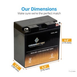 Chrome Battery YB16CL-B Battery - Rechargeable, High Performance Power Sports, Factory Sealed, Durable, 240 CCA, Black