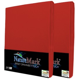 NatureMark Jersey Fitted Sheet, 100% Cotton, Pack of 2, Brand Quality, Oeko-Tex Standard 100, Assorted Colours and Sizes
