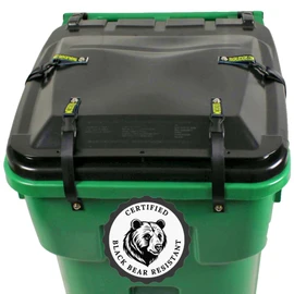 Ultimate Black Bear Trash Lock -Animal Proof existing Trash cans, Four Straps. Also Works for Wind, Raccoon, Opossum, and Other varmints/Critters (Ultimate Black Bear Four Strap)