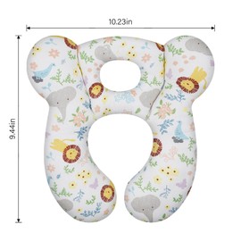 ZHOMA Baby Travel Pillow, Upgrade U-Shape Infant Head Neck Support Pillow for Car Seat Pushchair and Stroller, Soft Comfortable Sleep Cushion for 0-2 Years Old Kids Newborn and Toddler -Lion White