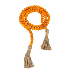 QIAHMNYE Wood Beads Garland with Tassel Rustic Country Decor Prayer Boho Wooden Beads String for Morden Wall Hanging Decor-Orange