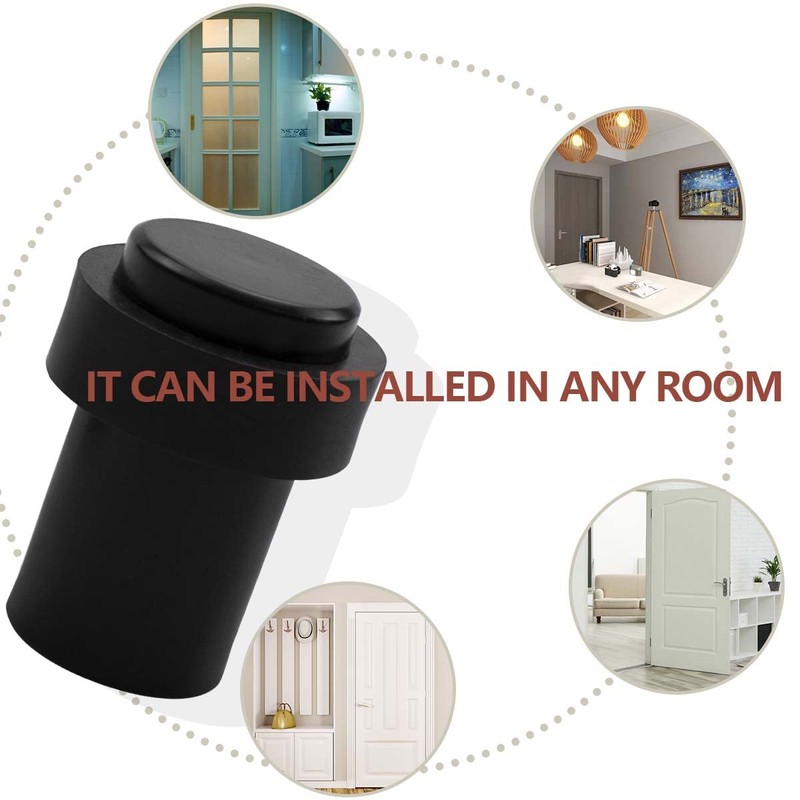 Bwintech 2 PCS Black Stainless Steel Cylinderial Shpae Door Stopper