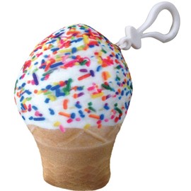 iscream Soft Serve Photoreal Print Microbead Filled Backpack Keyring Clip - Cotton Candy Scented