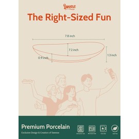 Sweese Porcelain 7.8 Inch Dessert Plates Set of 6 - Grey Salad Plates, Appetizer Plates, Small Plates - Dishwasher, Microwave, Oven Safe, Smooth Glaze, Scratch Resistant