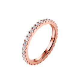 Delzzad S925 VVS Moissanite Stackable Eternity Ring Jewelry Perfect Birthday Mother’s Day Gift for Men Women Silver Rings Gold Rings Moissanite Wedding Set (Rose, 10)