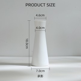 7Inch White Tall Conic Ceramic Bud Vase Empty Single Stem Flower Vases Floral Holders Centerpiece for Home Office