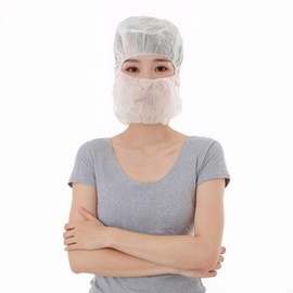 10 Pack Disposable Bouffant Hoods - Full Coverage Face, Hair, and Beard Protection Caps for Food Service, Catering, and Cleanroom Use
