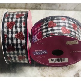 Valentines Valentine’s Crafts Red Hearts On White Satin Ribbon:1.5 Inch/10yd(1 Roll).