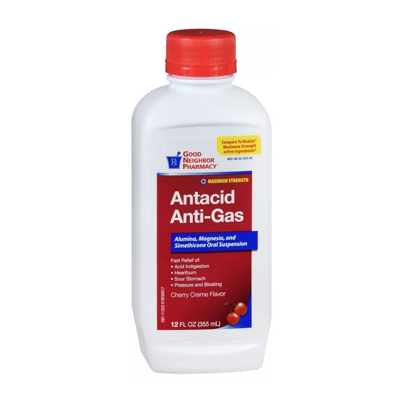 ON CONTAINER GNP ANTACID ANTIGAS MAX STRENGTH CHERRY LIQ 12OZ