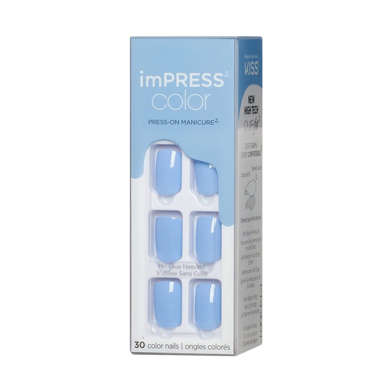 KISS imPRESS Color Press-On Manicure, Gel Nail Kit, PureFit Technology,