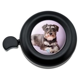 Schnauzer Puppy On Pink Bicycle Handlebar Bike Bell